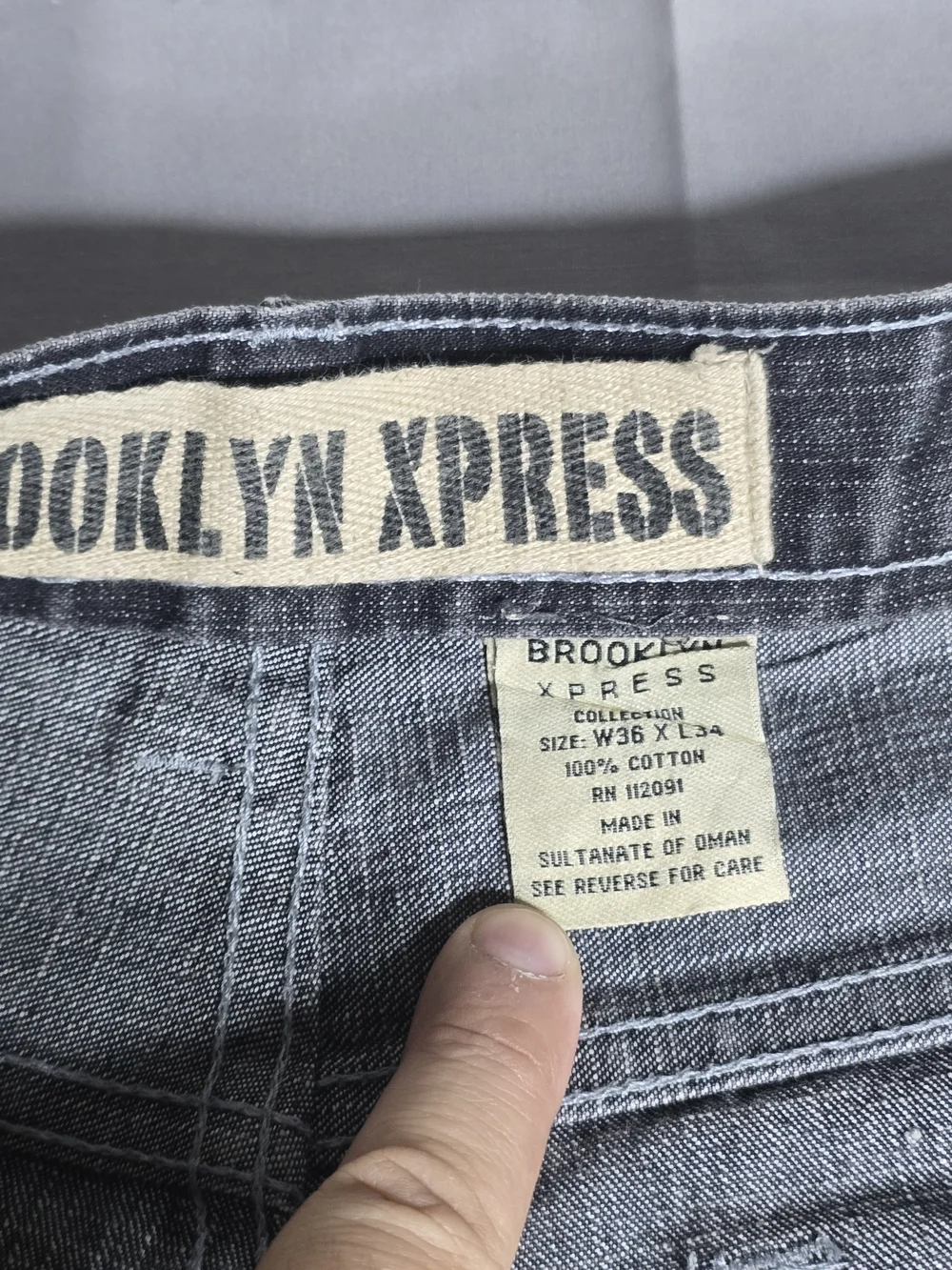 Y2K Brooklyn Xpress Men’s Gray Jeans W36 x L34 Vintage 100% Cotton